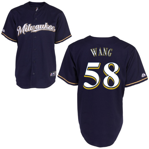 Wei-Chung Wang #58 mlb Jersey-Milwaukee Brewers Women's Authentic 2014 Blue Cool Base BP Baseball Jersey